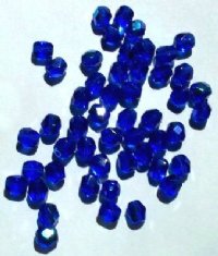 50 6mm Faceted Sapphire AB Firepolish Beads
